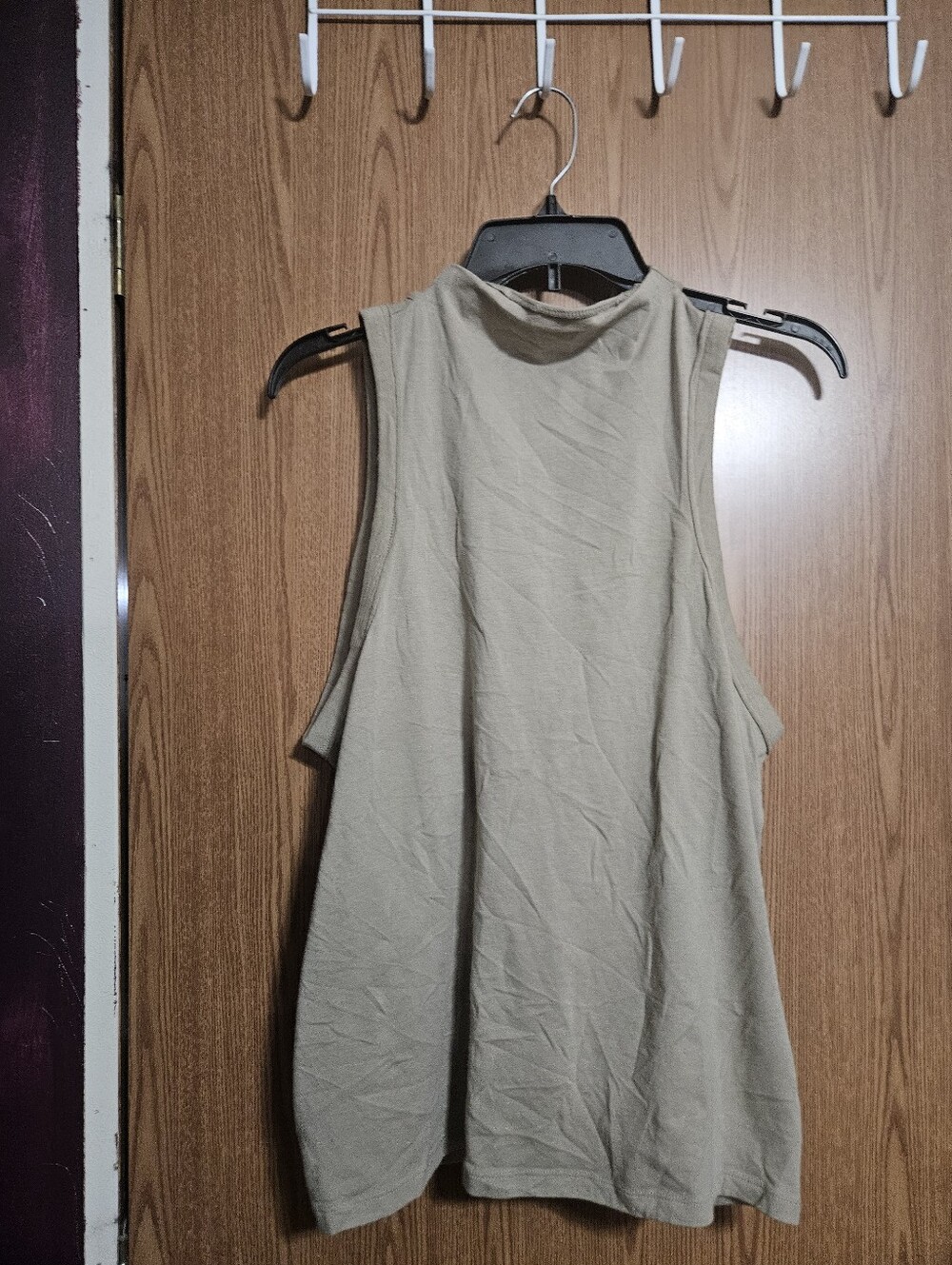 Pilcro Tan Mock Neck Open Cross Back Tank Top Athletic Workout Size XL!